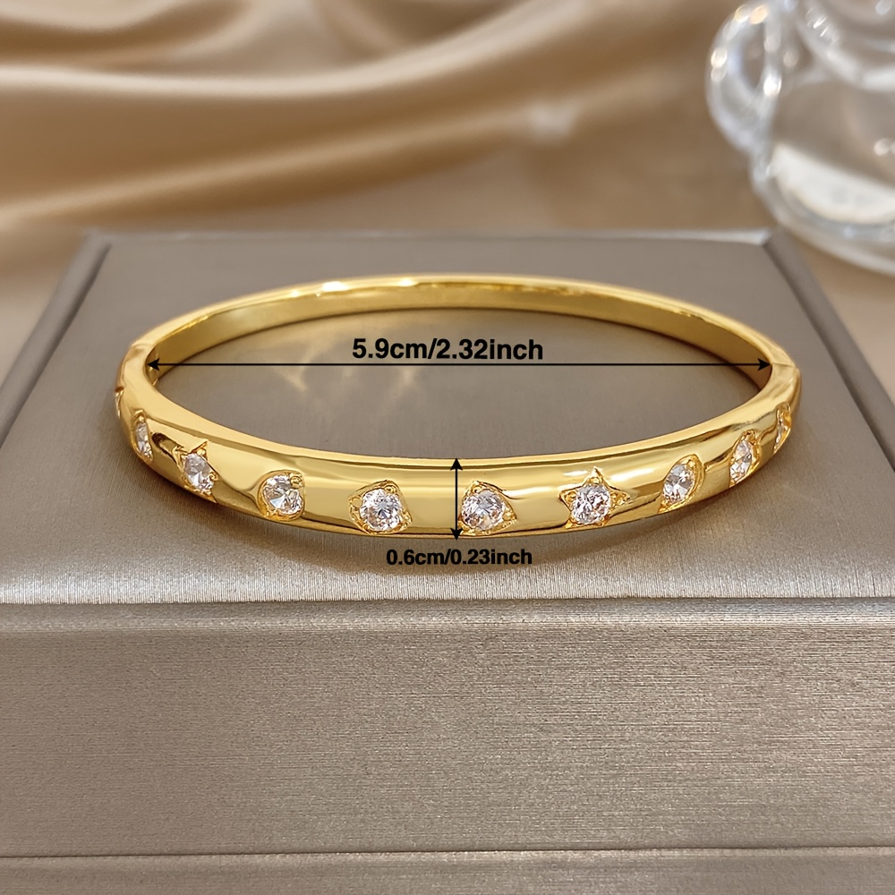 Women's Golden Star Copper Bracelet, Gold Plated Zirconia